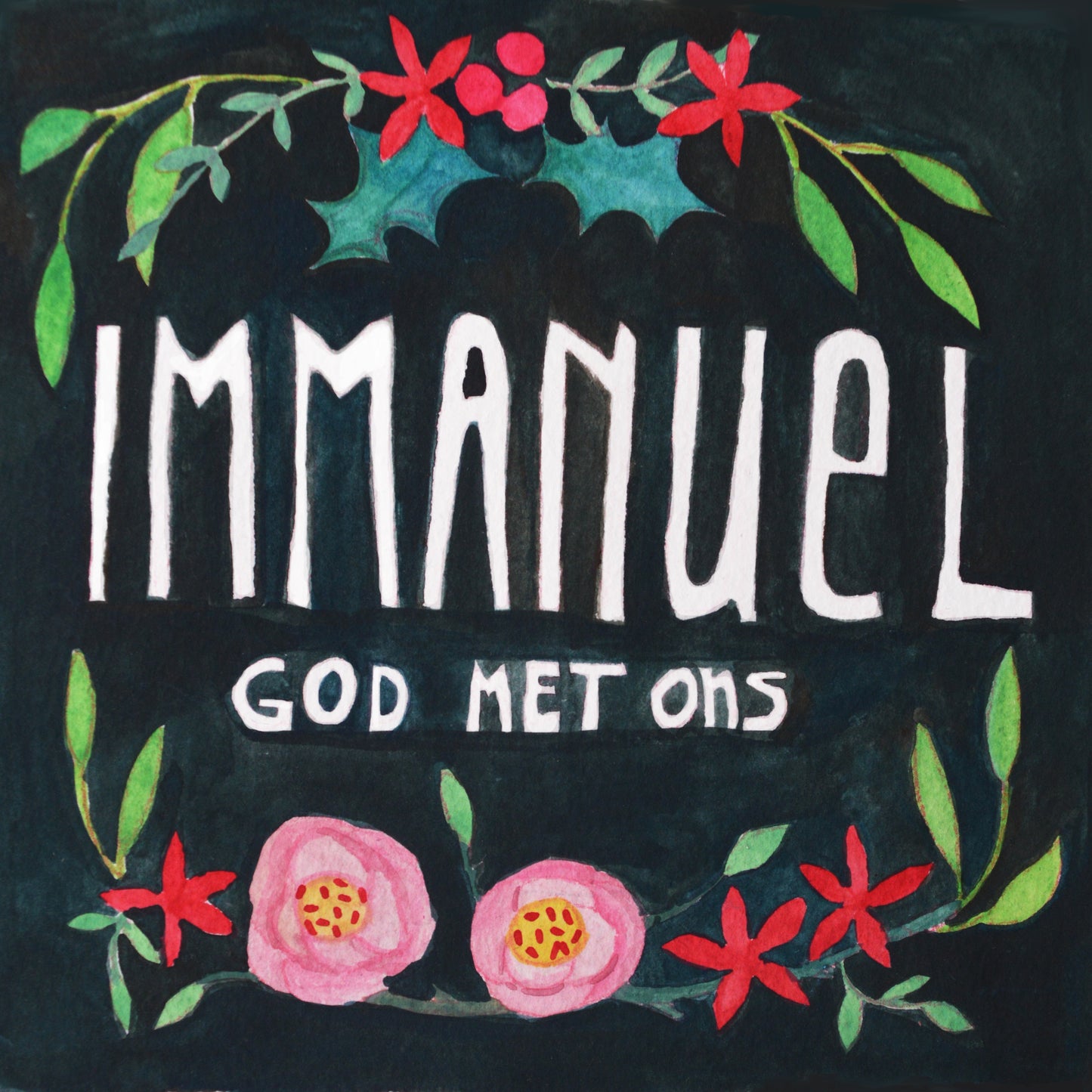 Christelijke Kerstkaart met tekst Immanuel God met Ons